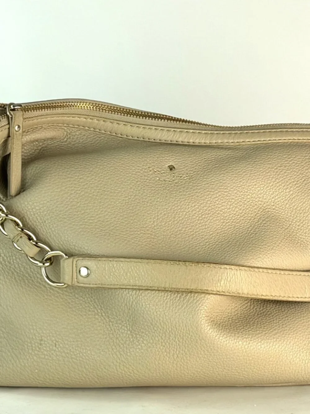 Kate Spade Cream Pebbled Leather Hobo Bag Gold Chain Shoulder Strap